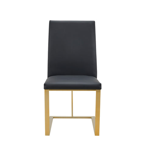 Modrest Frankie Modern Dark Grey Vegan Leather & Antique Brass Dining Chair Model VGGAGA-6917CH-DKGRY