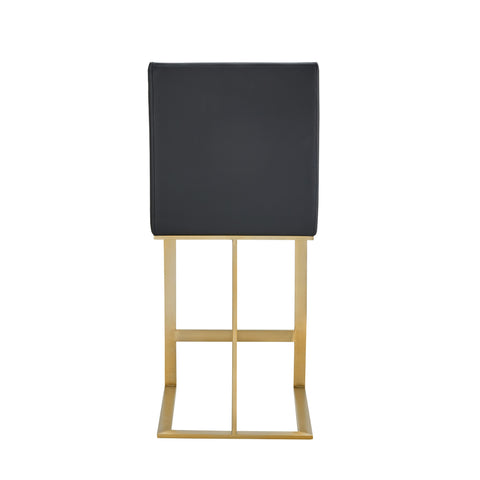 Modrest Frankie Modern Dark Grey Vegan Lether & Antique Brass Counter Stool Model VGGAGA-6917CH-C-DKGRY