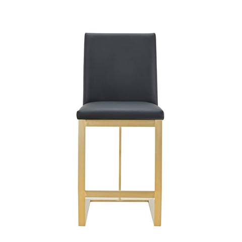 Modrest Frankie Modern Dark Grey Vegan Lether & Antique Brass Counter Stool Model VGGAGA-6917CH-C-DKGRY