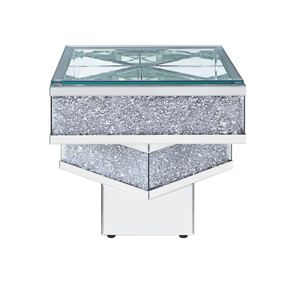 Noralie Mirrored & Faux Diamonds End Table Model 81467 By ACME Furniture