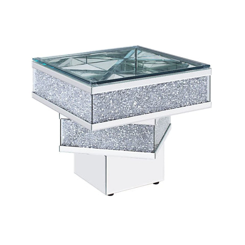 Noralie Mirrored & Faux Diamonds End Table Model 81467 By ACME Furniture