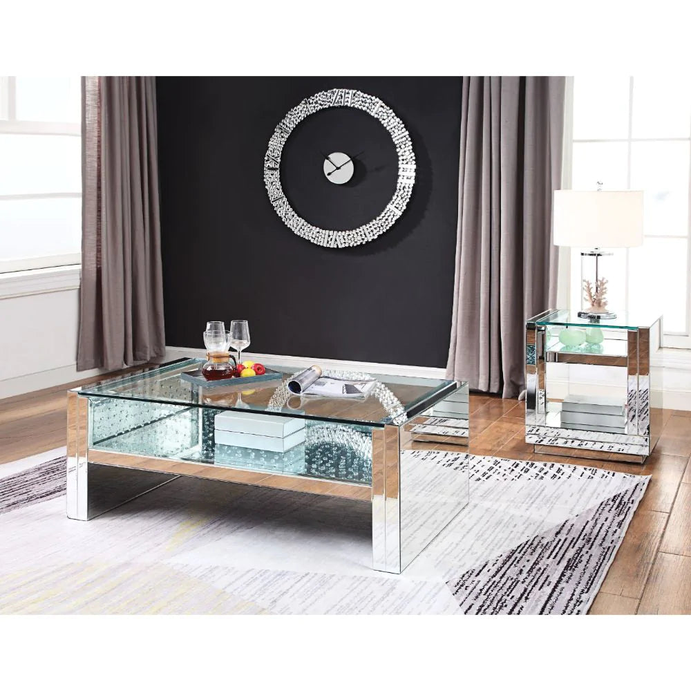 Nysa Mirrored & Faux Crystals Coffee Table Model 81470 By ACME Furniture