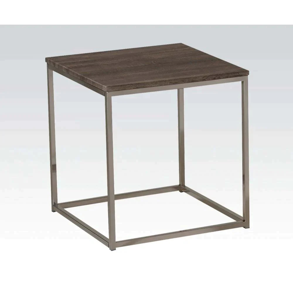 Cecil Walnut & Brushed Nickel End Table Model 81499 By ACME Furniture