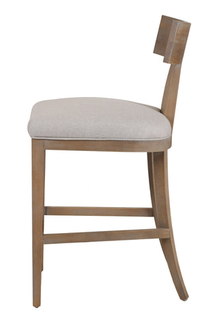 Modrest Fabien Mid Century Modern Beige Linen & Wood Counter Chair Model VGRH-RHS-CZHT01-NTL
