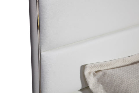 Modrest Cartier Modern White Vegan Leather & Stainless Steel Bedroom Set Model VGVC-BDA002-SET-WHT