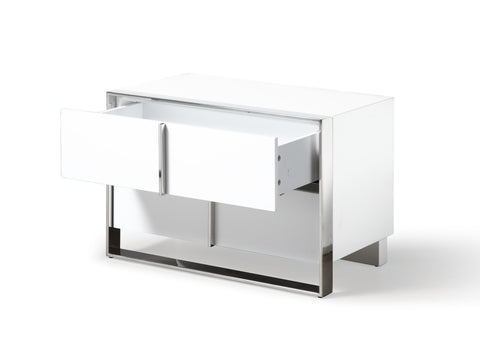 Modrest Cartier Modern White & Stainless Steel Nightstand Model VGVC-NA002-WHT