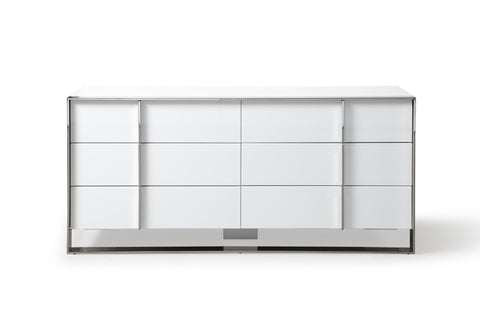 Modrest Cartier Modern White Vegan Leather & Stainless Steel Bedroom Set Model VGVC-BDA002-SET-WHT