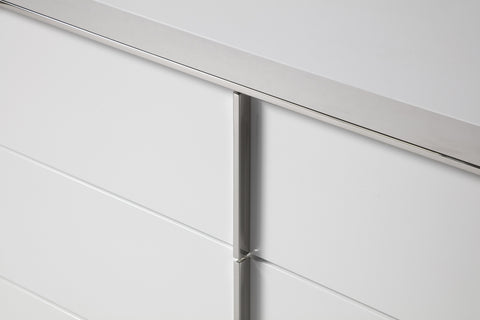 Modrest Cartier Modern White Vegan Leather & Stainless Steel Bedroom Set Model VGVC-BDA002-SET-WHT