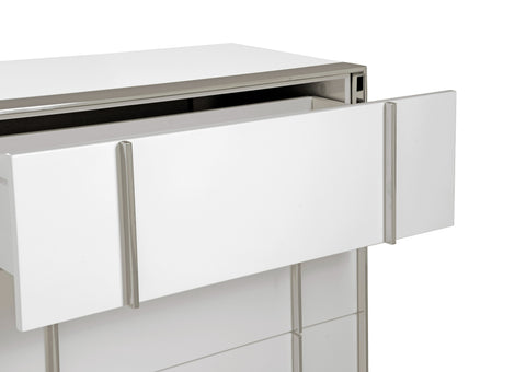 Modrest Cartier Modern White & Stainless Steel Chest Model VGVC-J-A002-5H-WHT