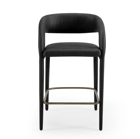 Modrest Faerron Modern Black Leatherette Counter Chair Model VGEUMC-7182C-BLK