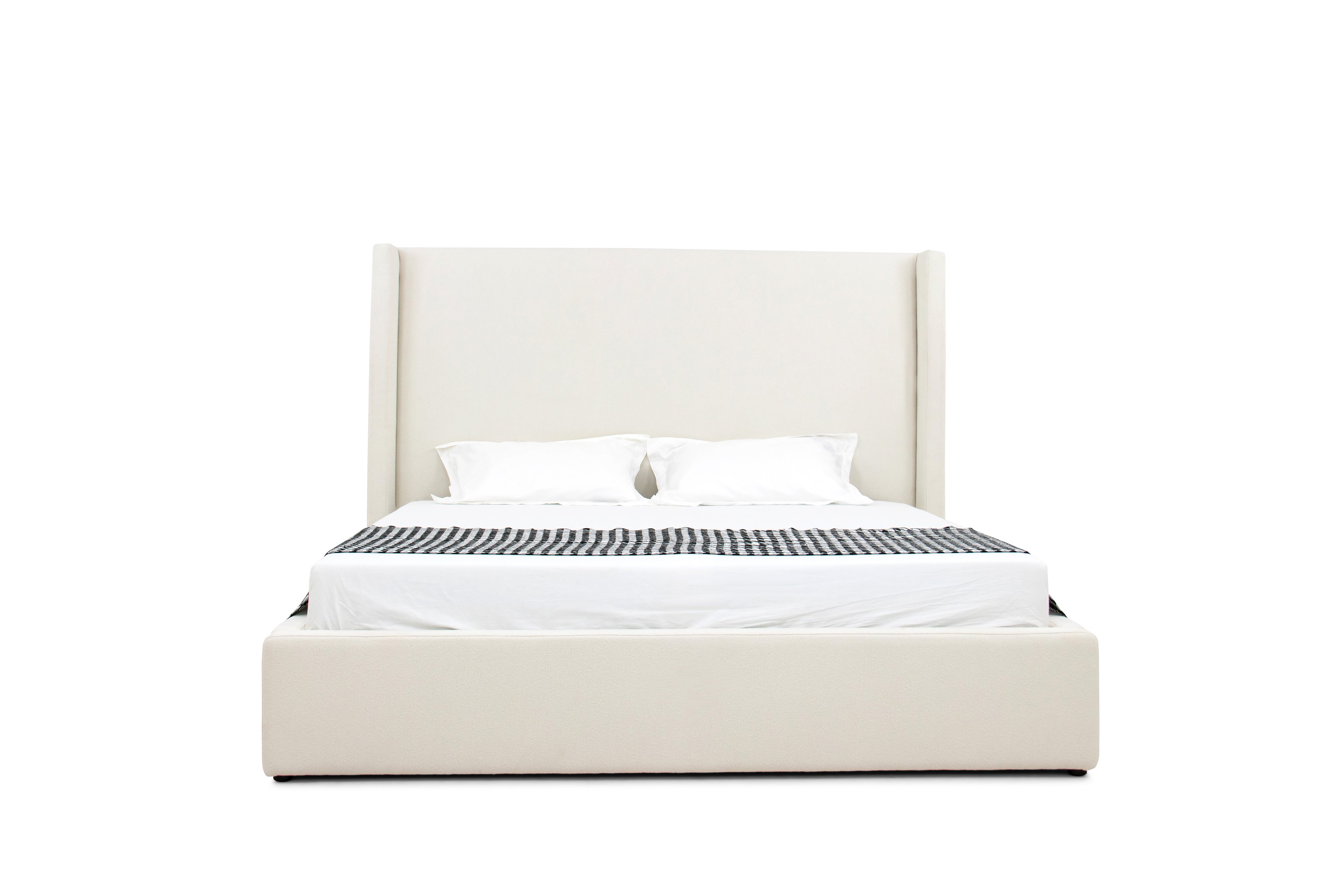 Queen Modrest Byrne Modern Off White Fabric Bed Model VGEVVG713-C-00-Q