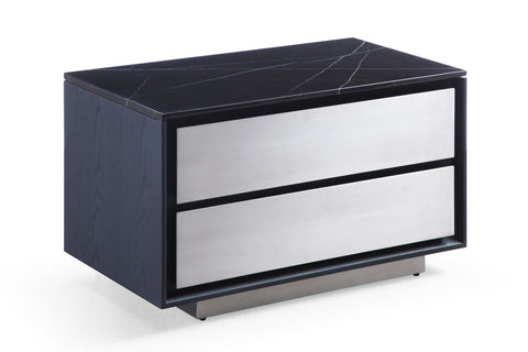 Modrest Concord Modern Grey Velvet & Black Marble & Black Ash & Aluminum Bedroom Set Model VGVC-BD2311-2301-SET