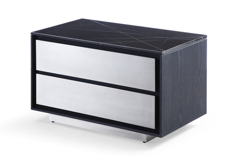 Modrest Concord Modern Grey Velvet & Black Marble & Black Ash & Aluminum Bedroom Set Model VGVC-BD2311-2301-SET