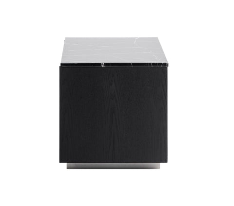 Modrest Concord Modern Black Marble & Black Ash & Aluminum Nightstand Model VGVC-N2301