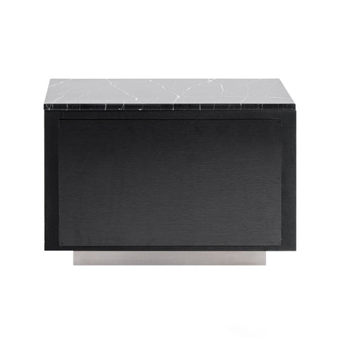 Modrest Concord Modern Black Marble & Black Ash & Aluminum Nightstand Model VGVC-N2301
