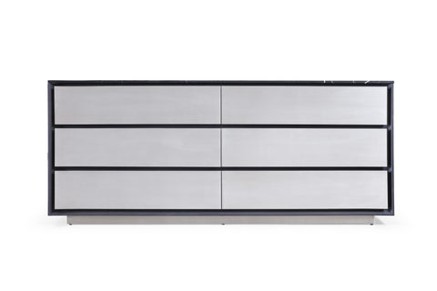 Modrest Concord Modern Grey Velvet & Black Marble & Black Ash & Aluminum Bedroom Set Model VGVC-BD2311-2301-SET