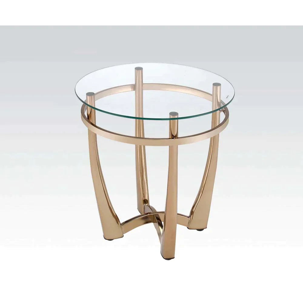 Orlando II Champagne & Clear Glass End Table Model 81612 By ACME Furniture