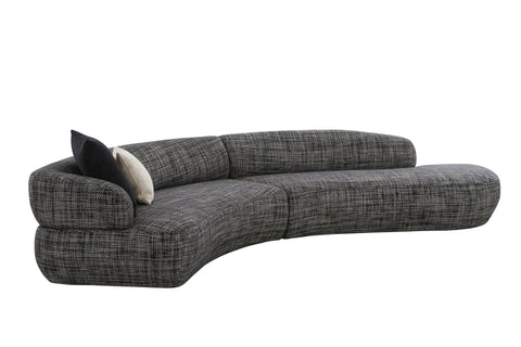 Divani Casa Lakota Modern Dark Grey Fabric Curved Sectional Sofa Model VGOD-ZW-23044-DKGRY
