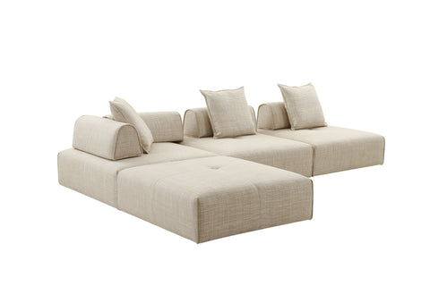 Divani Casa Mondo Modern 4 Seat Modular Beige Fabric Sectional Model VGOD-ZW-22033-BGE-4PC