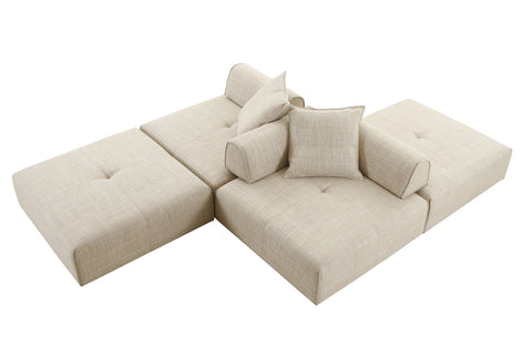 Divani Casa Mondo Modern 4 Seat Modular Beige Fabric Sectional Model VGOD-ZW-22033-BGE-4PC