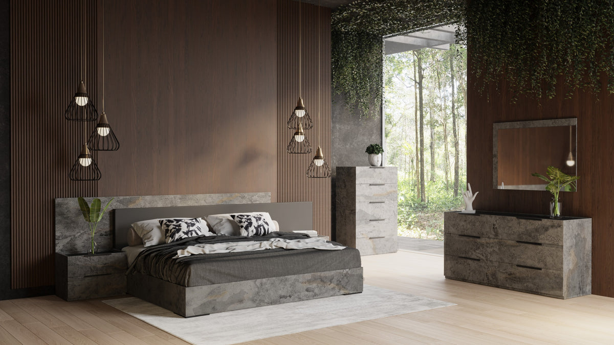 California King Nova Domus Ferrara Modern Volcano Oxide Grey 4 Piece Bedroom Set Model VGACFERRARA-4PC-SET-CK