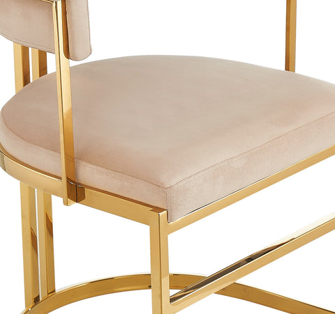 Modrest Munith Modern Beige Velvet & Gold Dining Chair Model VGZA-Y9504-BGEGLD