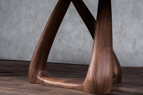 Modrest Christy Mid Century Modern Grey Glass & Walnut Oval Dining Table Model VGIP-DT64-280