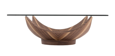 Modrest Sunset Contemporary Glass & Walnut Square Coffee Table Model VGIPSE066C