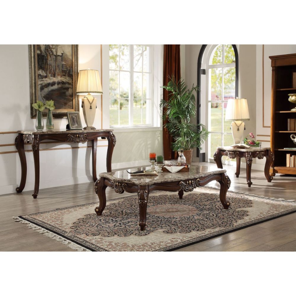 ACME Mehadi Marble Top & Walnut Finish Mehadi Coffee Table Model 81695