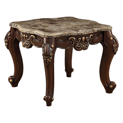 ACME Mehadi Marble Top & Walnut Finish Mehadi End Table Model 81697