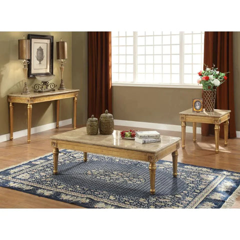 Daesha Marble & Antique Gold Coffee Table Model 81715 By ACME Furniture