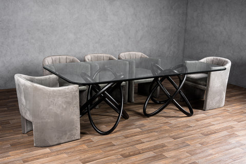 Modrest Mason Modern Glass & Black Ash Dining Table Model VGCSDT-16092-BLK