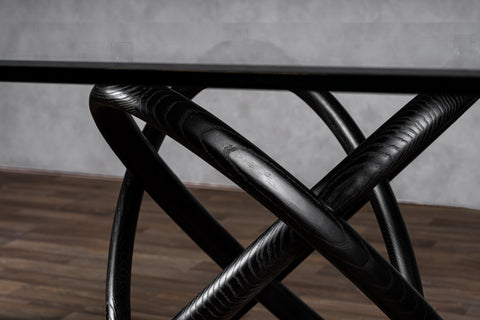 Modrest Mason Modern Glass & Black Ash Dining Table Model VGCSDT-16092-BLK