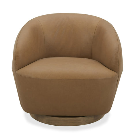 Divani Casa Agatha Modern Tan Leather Swivel Accent Chair Model VGKK-KF.A1203-TAN