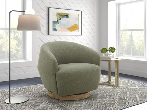 Divani Casa Agatha Modern Hemp Fabric Swivel Accent Chair Model VGKK-KF.A1203-HEMP