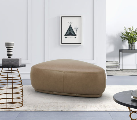 Divani Casa Kinsey Modern Tan Leather Large River Rock Ottoman Model VGKK-KF.D2015-L-SAND