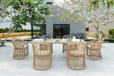 Renava Mina Outdoor Bamboo Wicker Dining Set Model VGAT-RADS-261-SET