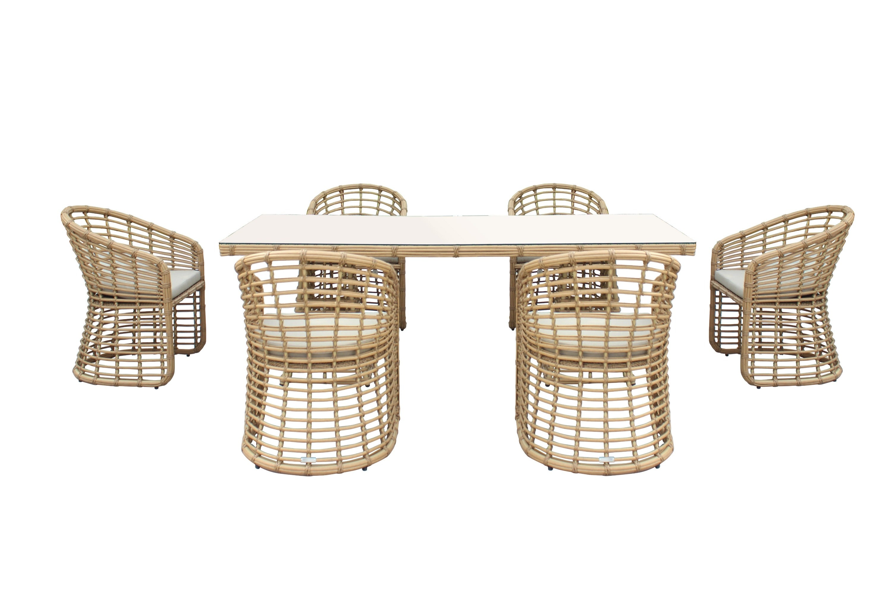 Renava Mina Outdoor Bamboo Wicker Dining Set Model VGAT-RADS-261-SET
