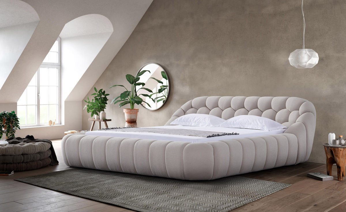 Eastern King Divani Casa Yolonda Modern Beige Fabric Bed Model VGEV-A127-BED-BGE-EK