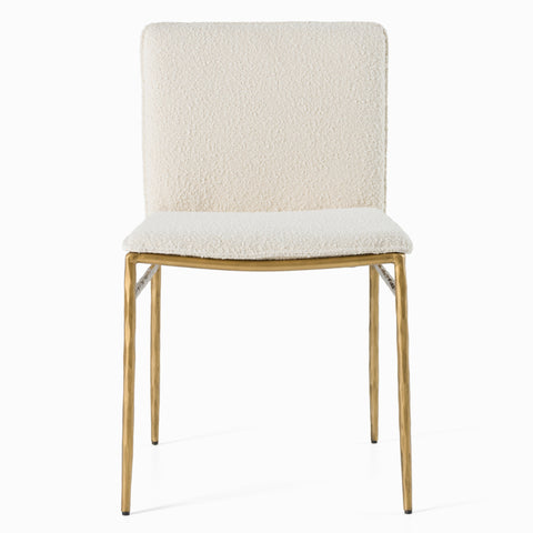Modrest Atlanta Modern Off White Fabric & Brass Dining Chair Model VGMY-3739-WHT