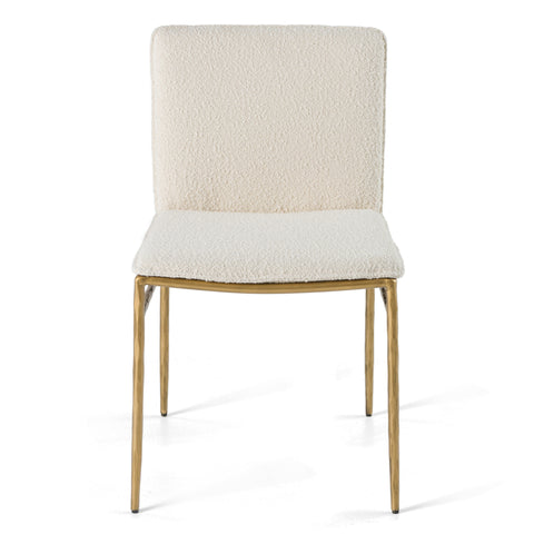 Modrest Atlanta Modern Off White Fabric & Brass Dining Chair Model VGMY-3739-WHT
