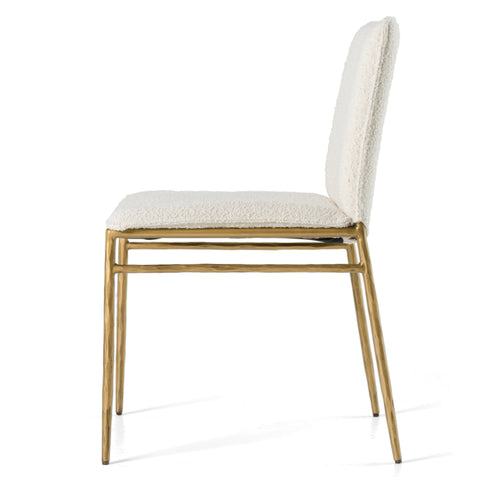 Modrest Atlanta Modern Off White Fabric & Brass Dining Chair Model VGMY-3739-WHT