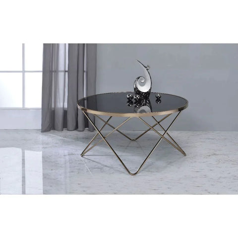 Valora Champagne & Black Glass Coffee Table Model 81830 By ACME Furniture