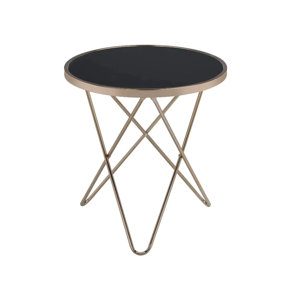 Valora Champagne & Black Glass End Table Model 81832 By ACME Furniture