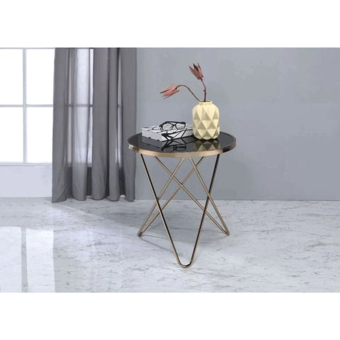 Valora Champagne & Black Glass End Table Model 81832 By ACME Furniture