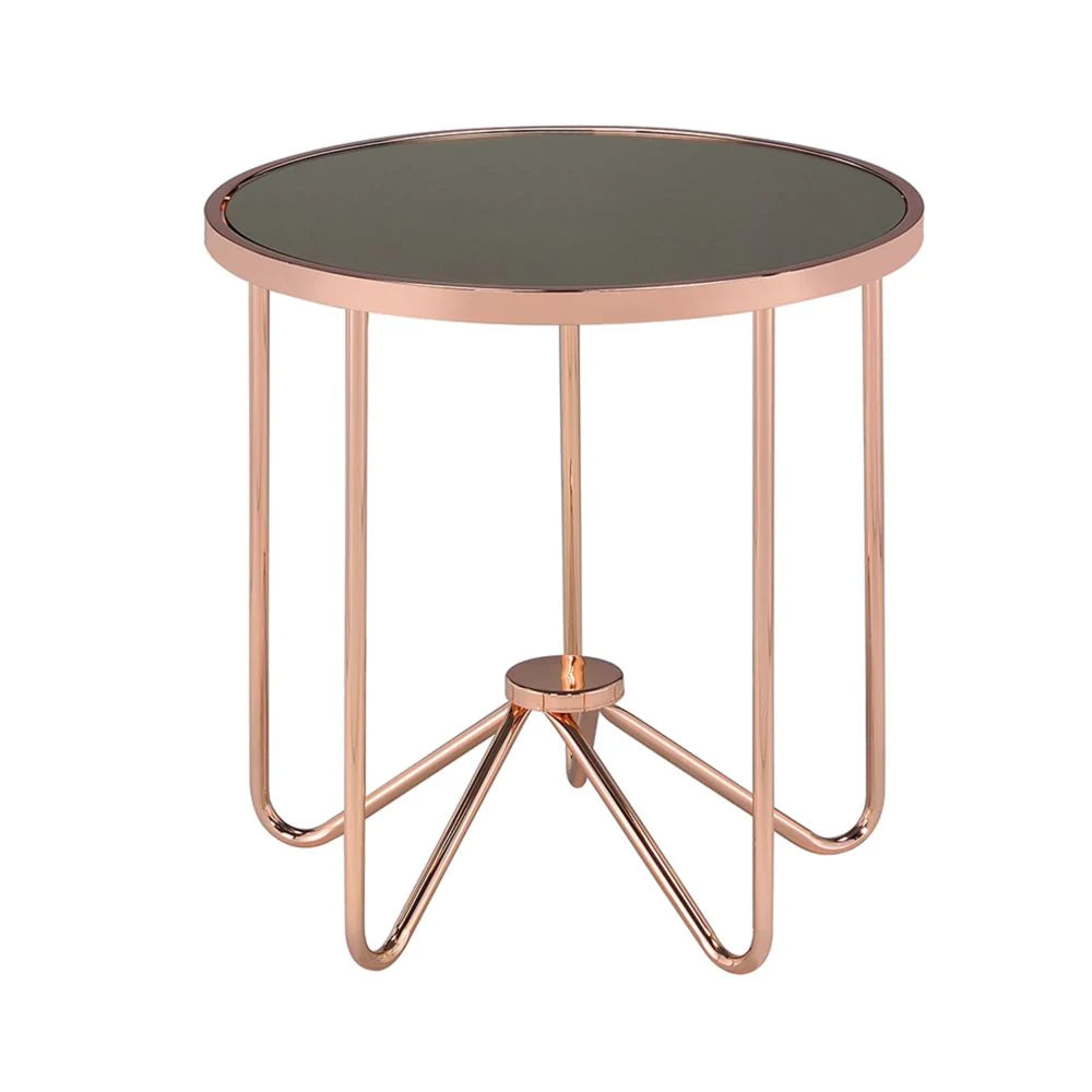 Alivia Rose Gold & Smoky Glass End Table Model 81842 By ACME Furniture