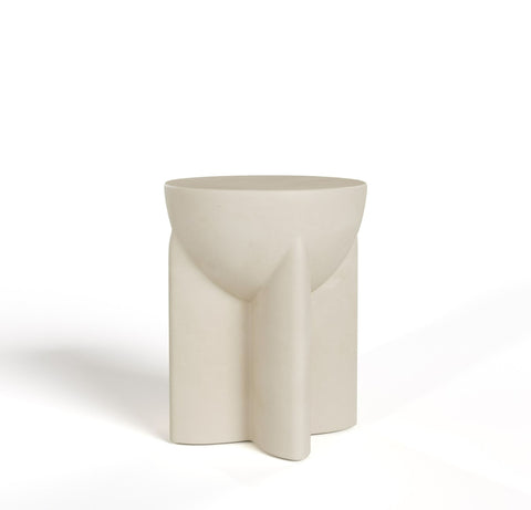 Modrest Elsa Modern Beige Concrete Round End Table Model VGGR-615436-BGE