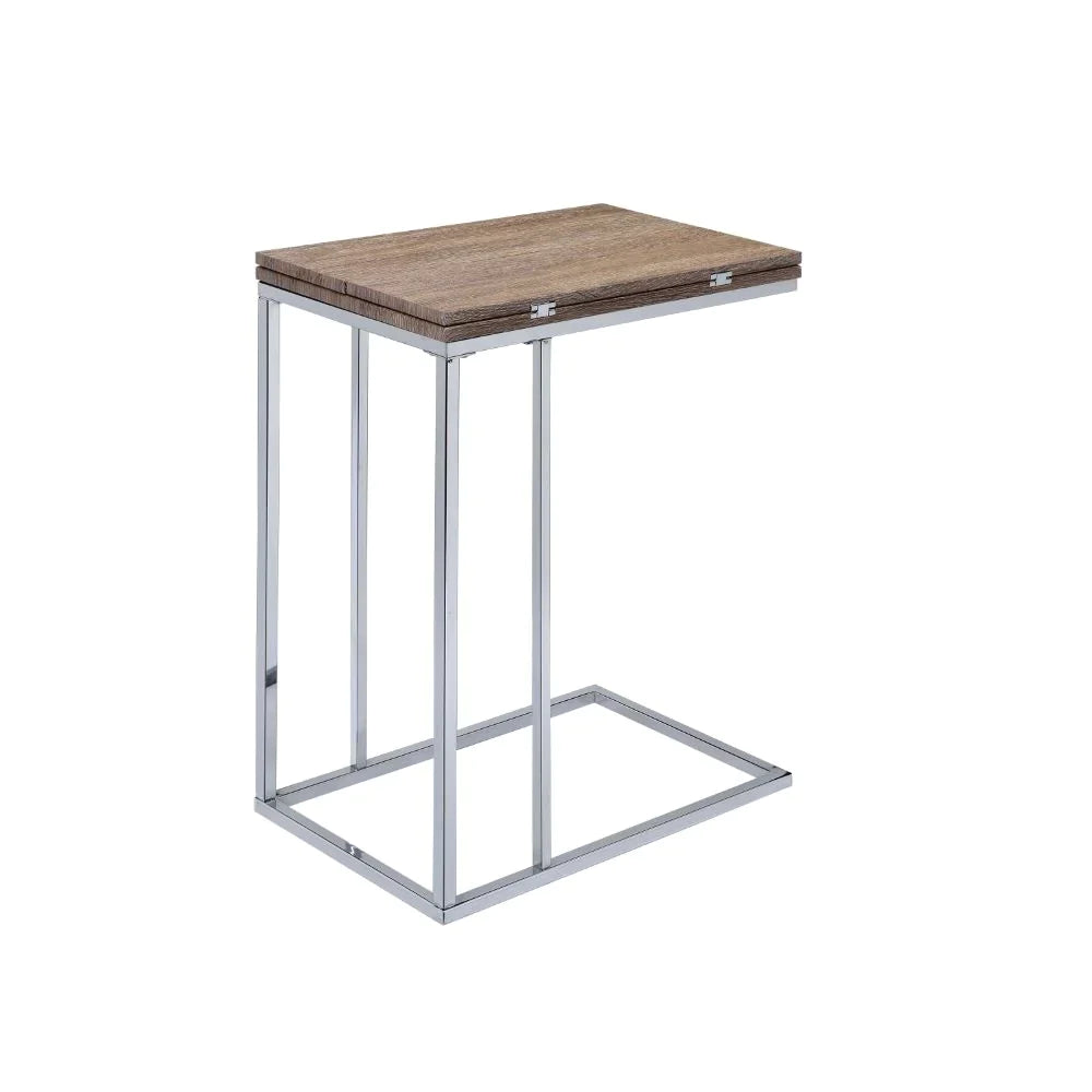Danson Weathered Oak & Chrome Accent Table Model 81849 By ACME Furniture