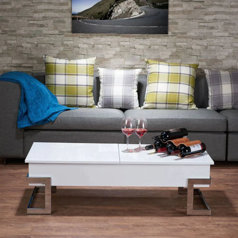 Calnan White & Chrome Coffee Table Model 81850 By ACME Furniture