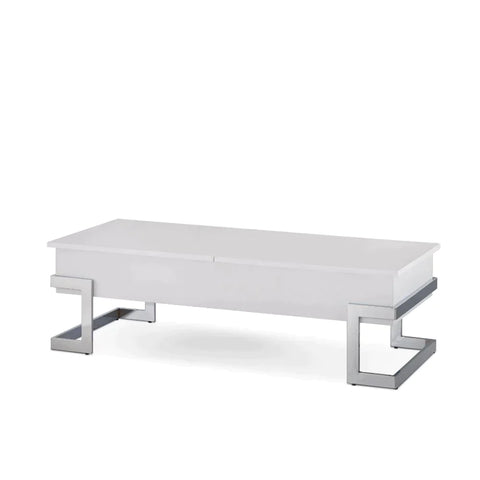 Calnan White & Chrome Coffee Table Model 81850 By ACME Furniture